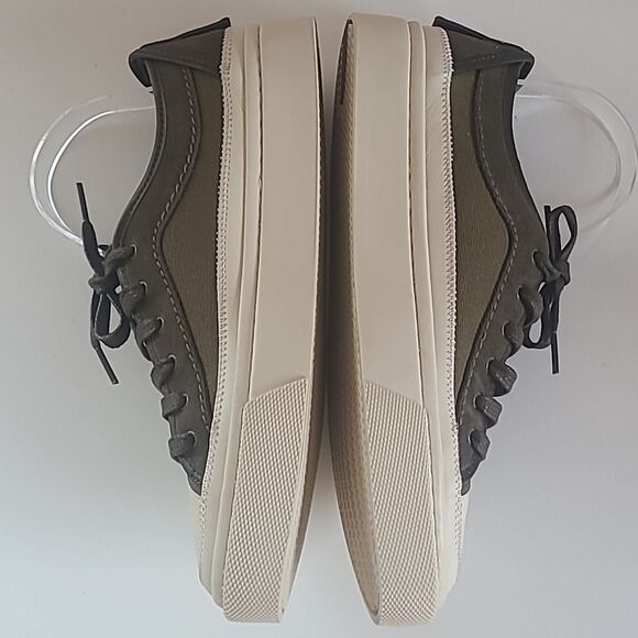 All Saints Olive Green Platform Leather & Canvas Sneakers Size EU 40 - Picture 8 of 14